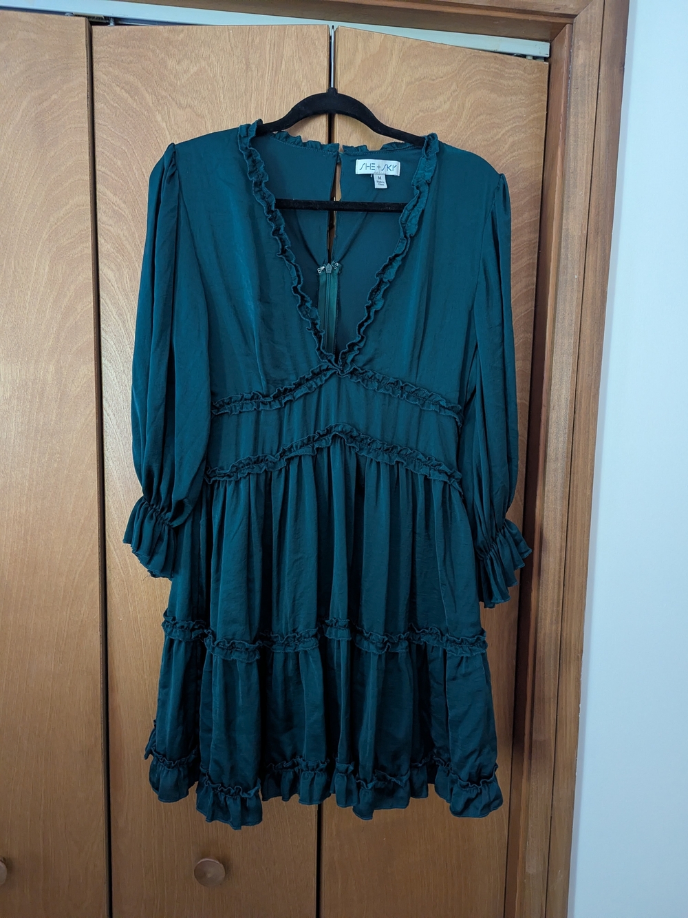 Dark Green Ruffle Tiered Mini Dress